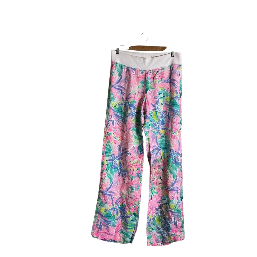 Lilly Pulitzer Pink Multi Tropical Wide Leg Pants